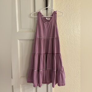 Hanna Andersson Girls Twirly Purple & White Stripe Cotton Dress 110